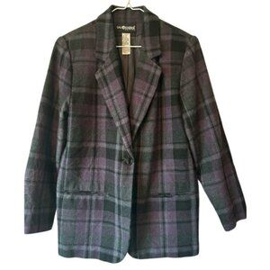 Sag Harbor Wool Blend Preppy Purple Plaid Blazer Smart Casual Womens 8P